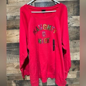 Torrid 4 NWT Red Sweater Pullover 4X Nice and Naughty